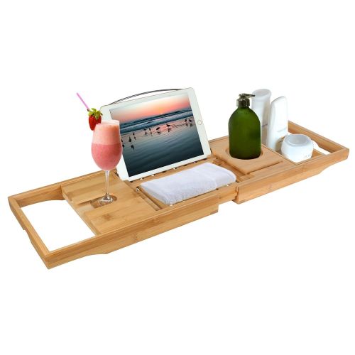 Bathtub Caddy Tray Crafted Bamboo Bath Tray Table Extendable Reading Rack Tablet Phone Holder Bathtub Caddy Tray Crafted Bamboo Bath Tray Table Extendable Reading Rack Tablet Phone Holder