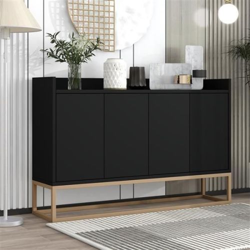 Modern Sideboard Elegant Buffet Cabinet with Large Storage Space for Dining Room, Entryway (Black) Modern Sideboard Elegant Buffet Cabinet with Large Storage Space for Dining Room, Entryway (Black)